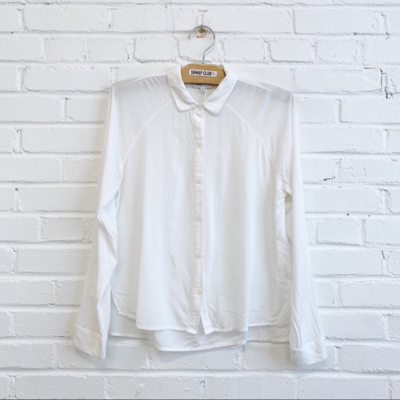 FRANK & OAK light blouse button down shirt off-white - Picture 1 of 11